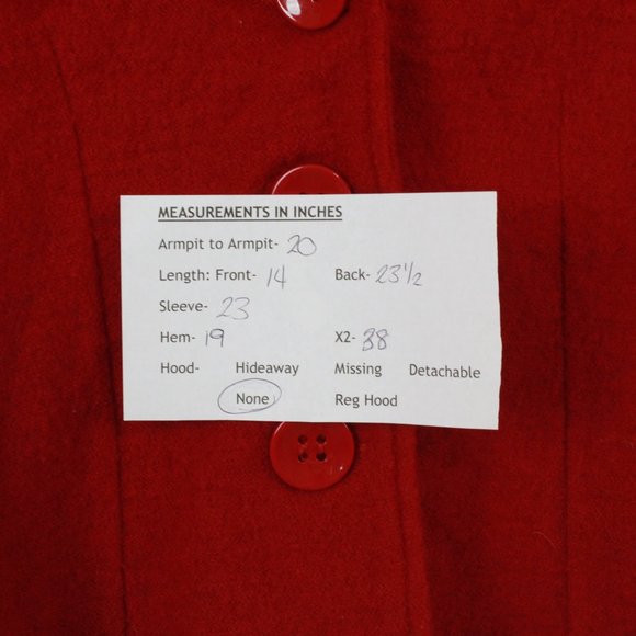 Marisa Christina Red Boiled Wool Detailed Collar Button Front Cardigan Size PM - Picture 9 of 9